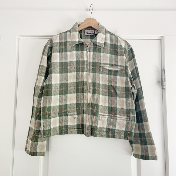 Vintage Lemon Grass Y2K Cropped Plaid Shacket - M - Picture 1 of 4